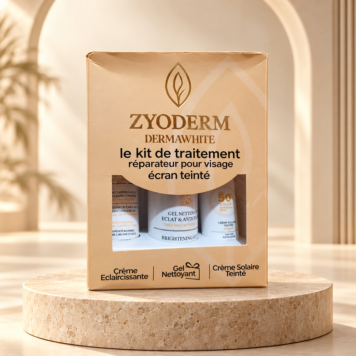 Pack Teinté (Gel Nettoyant + Crème Solaire + Crème Éclaircissante)