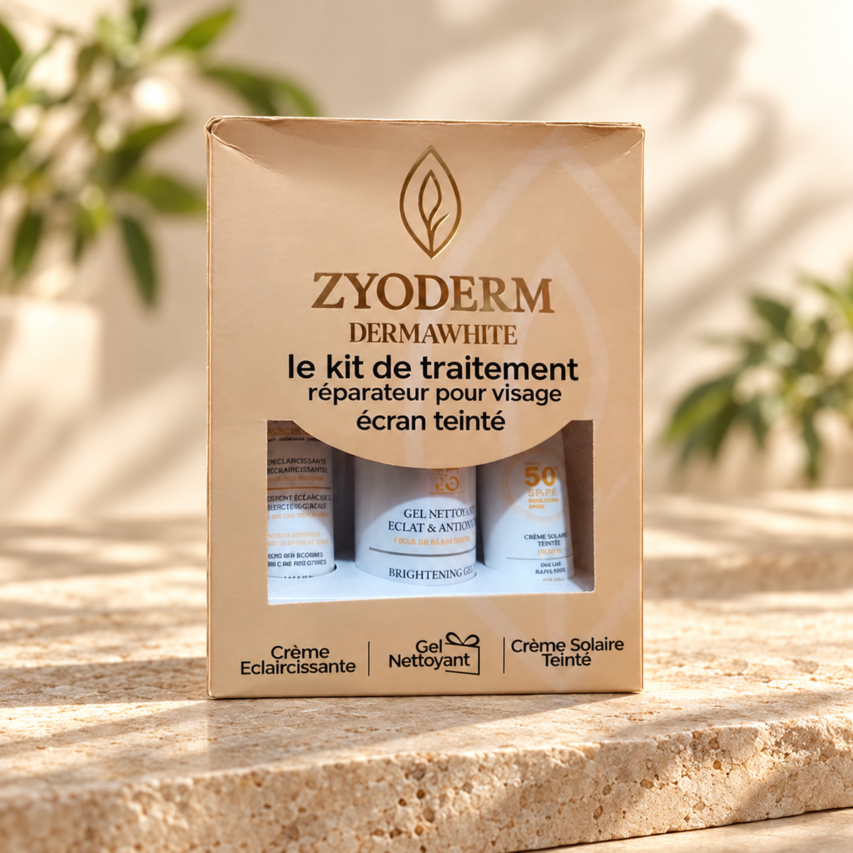 Pack Teinté (Gel Nettoyant + Crème Solaire + Crème Éclaircissante)
