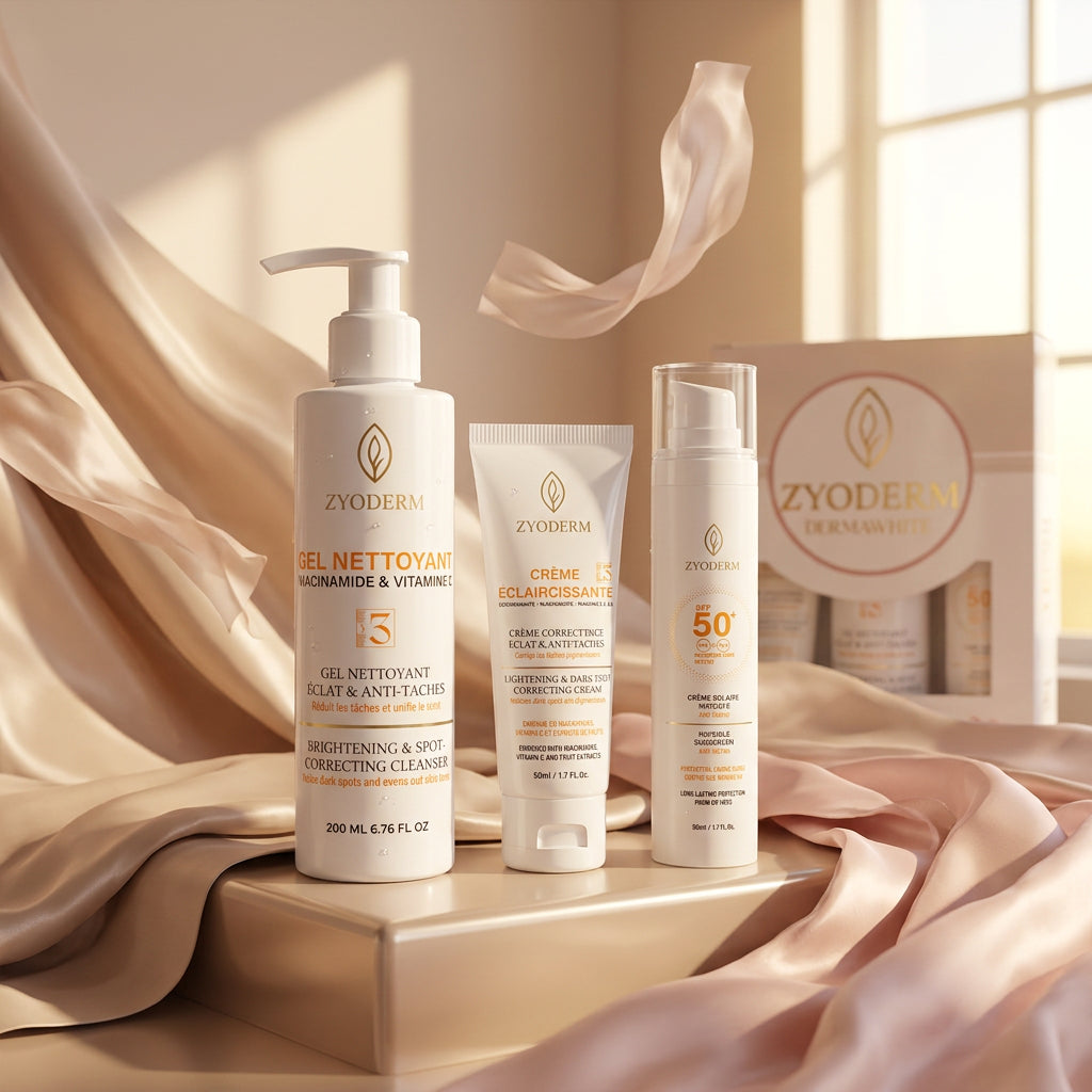 Pack Gel Nettoyant + Crème Solaire + Crème Éclaircissante