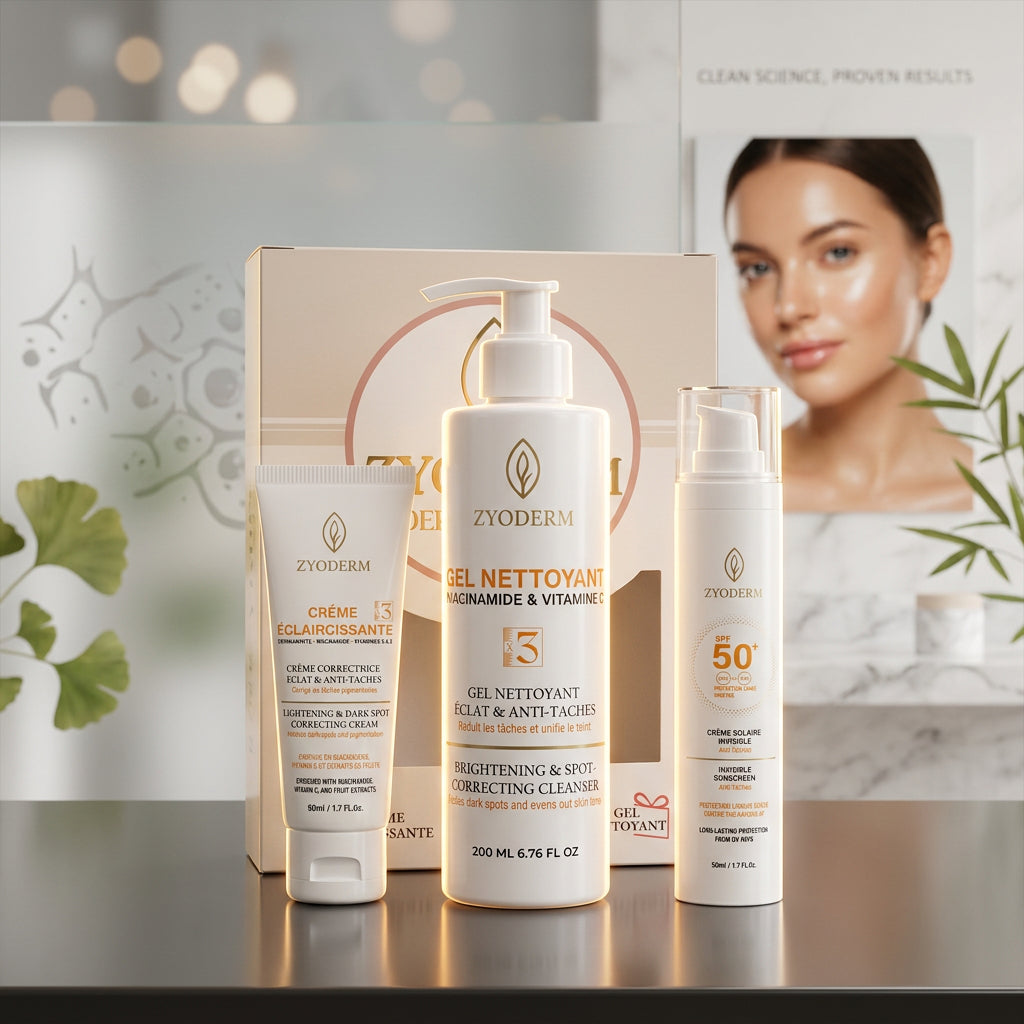 Pack Gel Nettoyant + Crème Solaire + Crème Éclaircissante