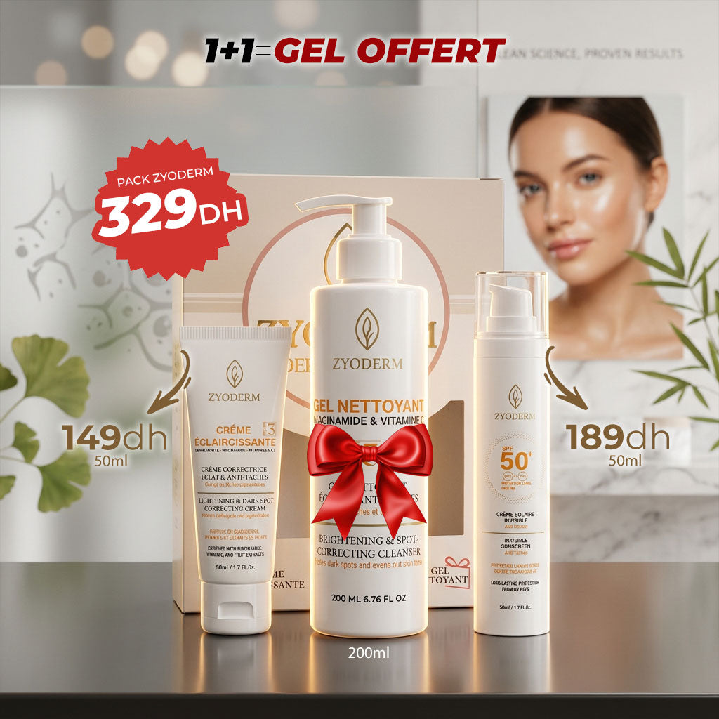 Pack Gel Nettoyant + Crème Solaire + Crème Éclaircissante